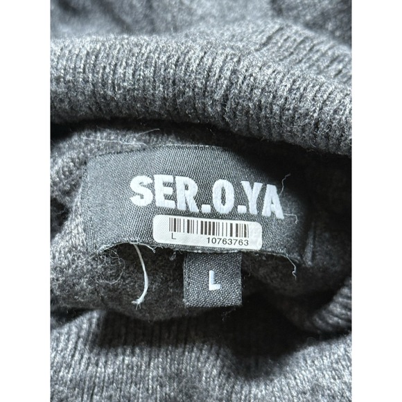 Ser.o.ya Alexandria Sweater Dress Large Gray Turtleneck Blouson Long Sleeve - Picture 5 of 8